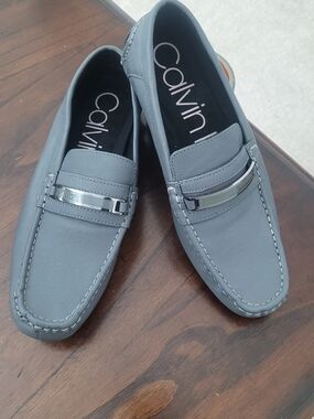 Calvin Klein Men's Slate Gray Slip-On Driving Loafers